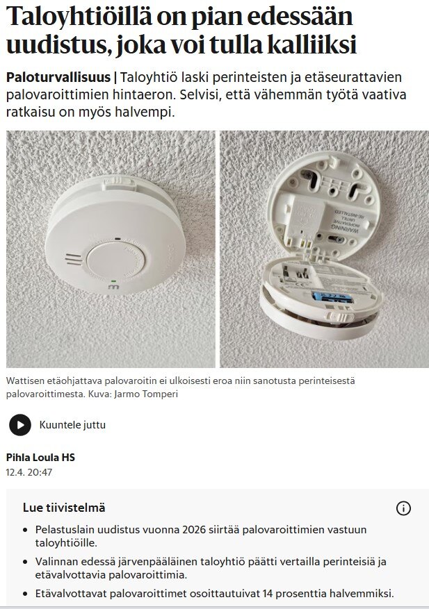Kuva Helsingin sanomien artikkelista 
